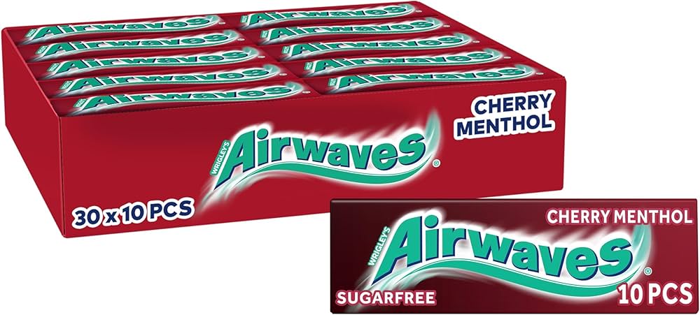 30 x Airwaves Cherry Menthol Gum 10 Pce