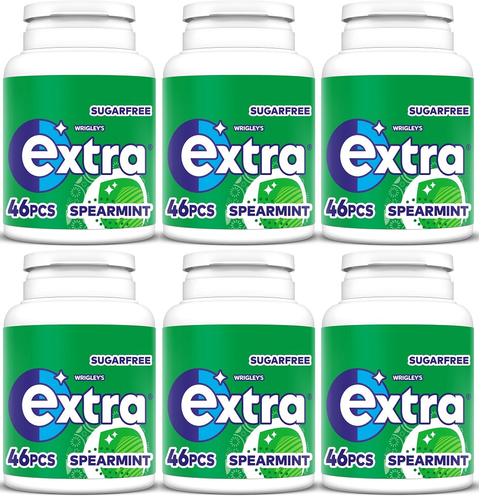 6 x Extra Spearmint Chewing Gum Bottle - 46PCE
