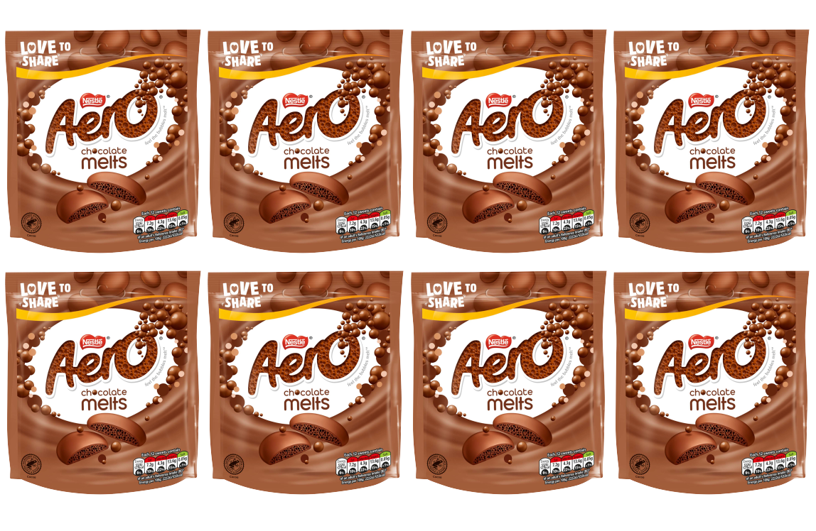 8 X Nestle Aero Melts Milk Pouch 92Gm