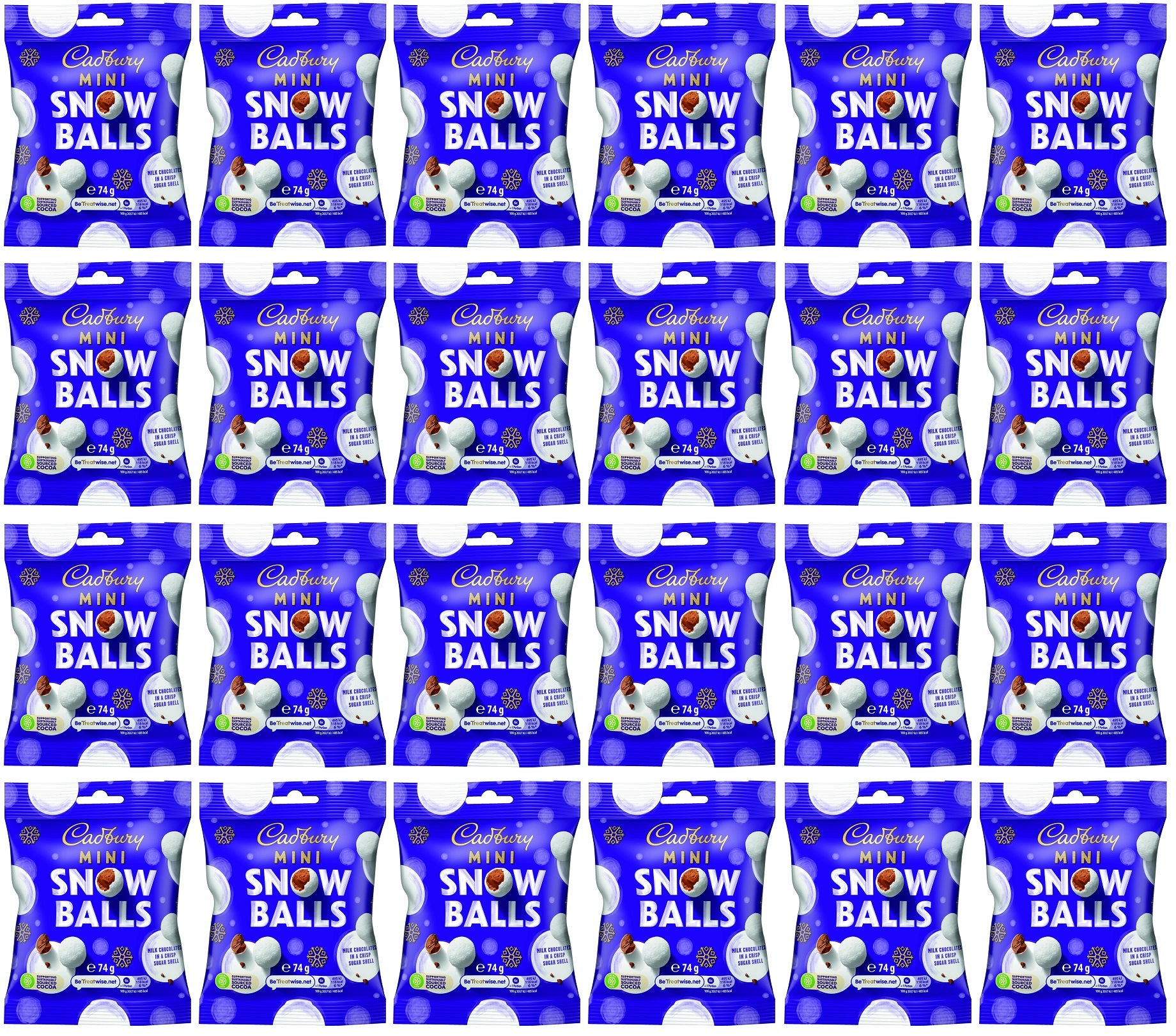 24 X Cadbury Mini Snowballs Clipstrip - 74Gm