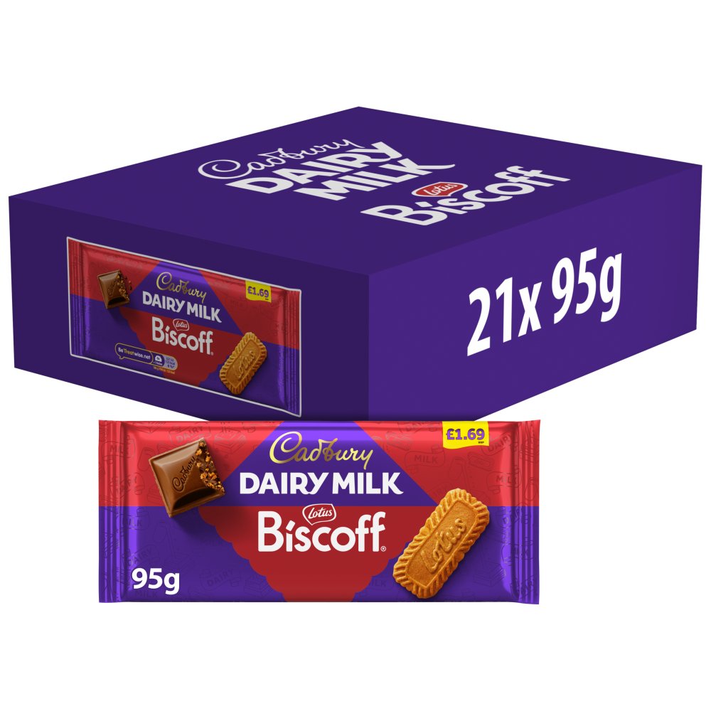 21 x Cadbury Dairy Milk Biscoff Chocolate Bar - 95GM