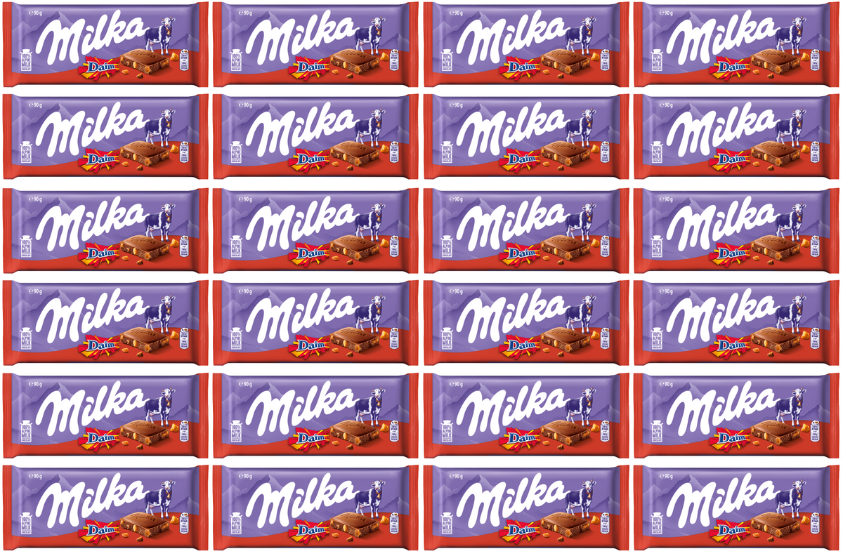 24 X Milka With Daim Large Chocolate Bar - 90Gm