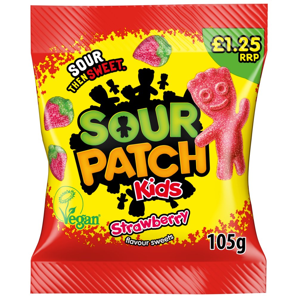 10 X Sour Patch Strawberry Sharing Bag - 105Gm