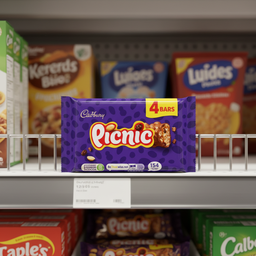 10 x Cadbury Picnic Snacksize 4Pk 128Gm