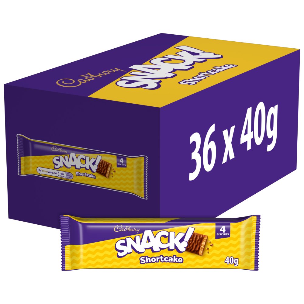 36 x Cadbury Snack Shortcake Chocolate Biscuit 40G