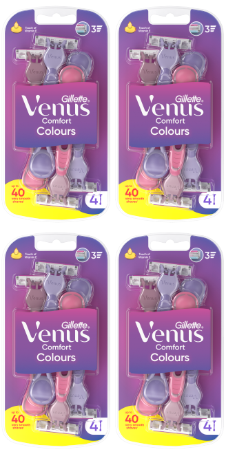 4 X Gillette Venus Colour Disposable Razor - 4 Pack