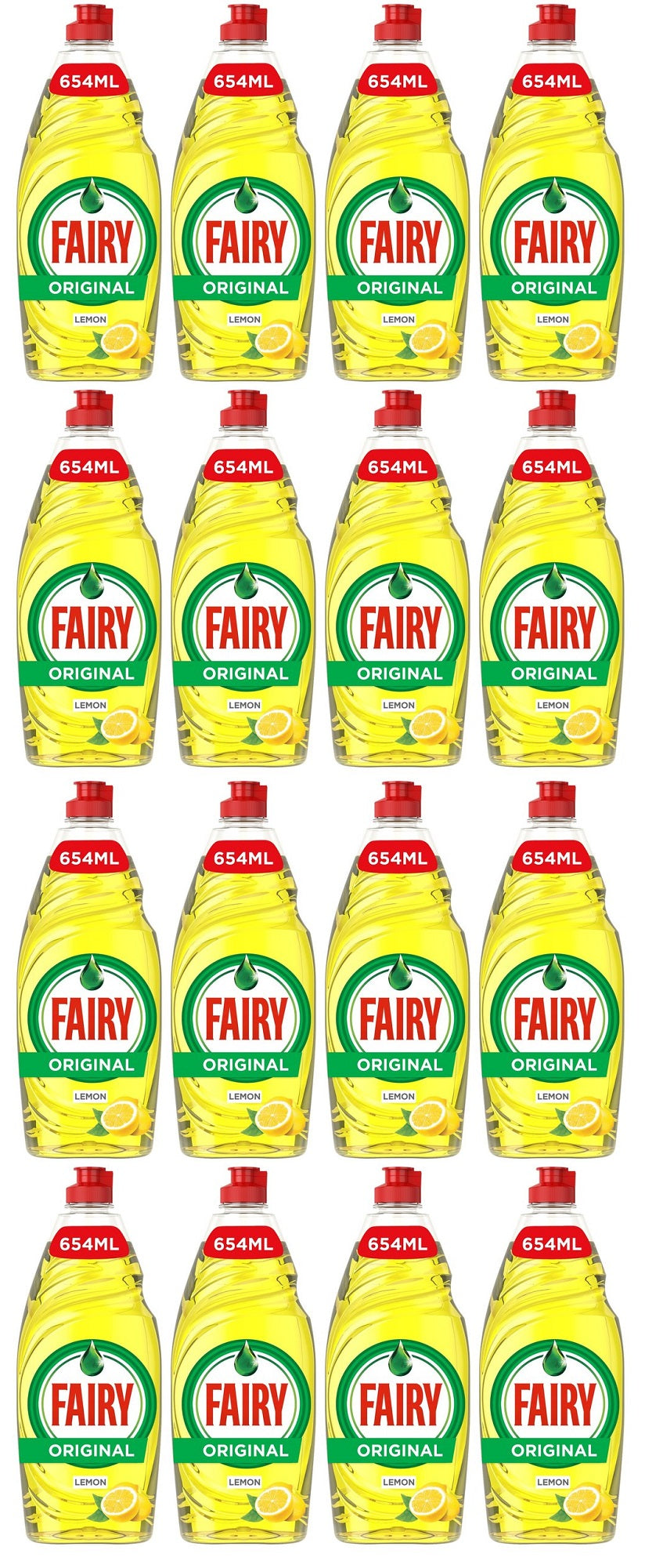 16 x Fairy Lemon Washing Up Liquid With Liftaction 654Ml