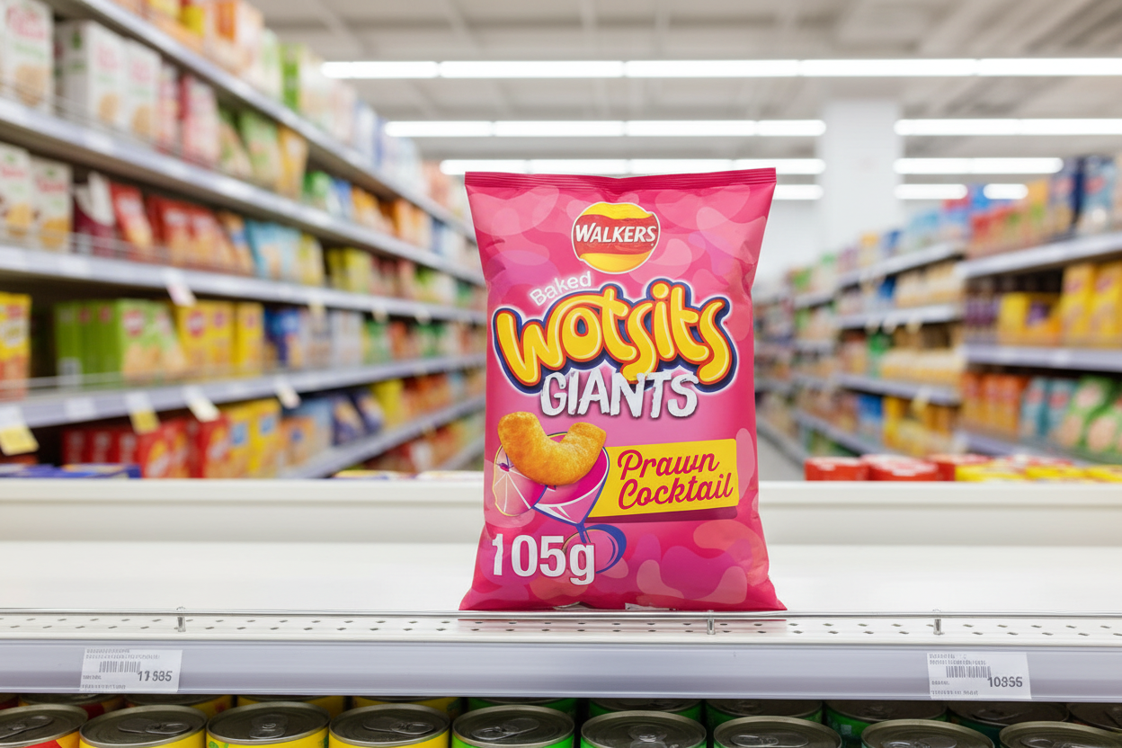 9 x Walkers Wotsits Giants Prawn Cocktail Snacks Crisps 105G