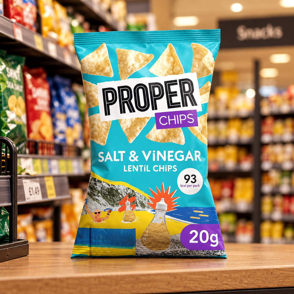 24 x Properchips Salt & Vinegar Lentil Chips 20G