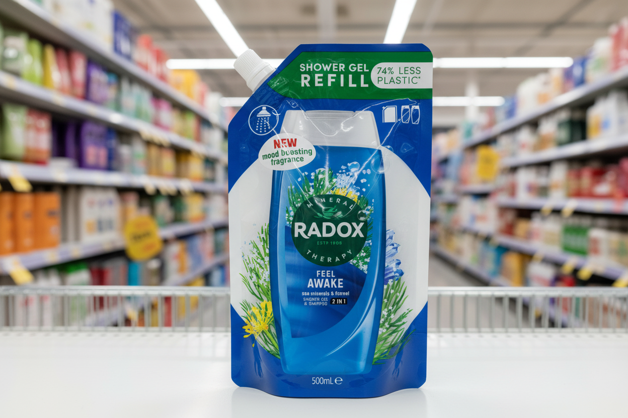 10 x Radox Mineral Therapy Body Wash Feel Awake Refill Pouch 500 Ml