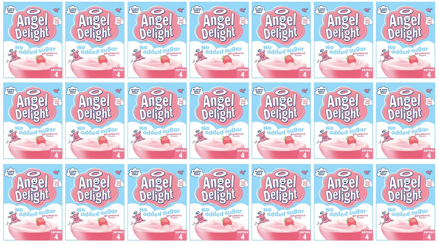 21 x Angel Delight Strawberry No Added Sugar Instant Dessert 47G