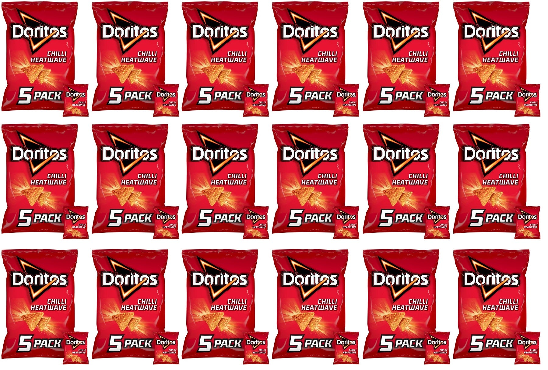 18 x Doritos Chilli Heatwave Multipack Tortilla Chips Crisps 5 X 30G