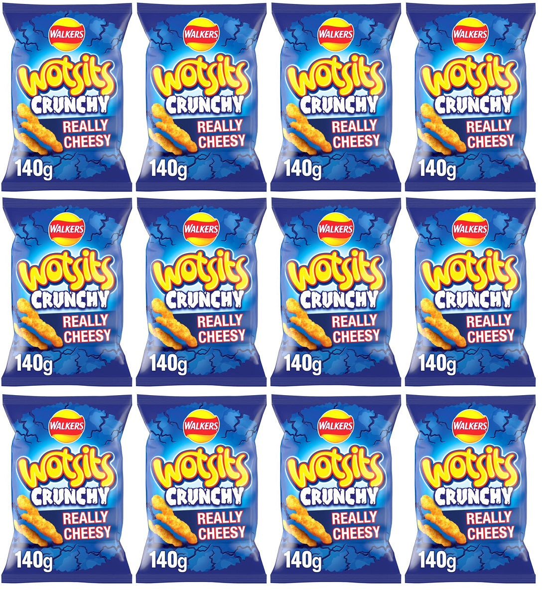 12 x Walkers Wotsits Crunchy Really Cheesy Snacks Crisps 140G