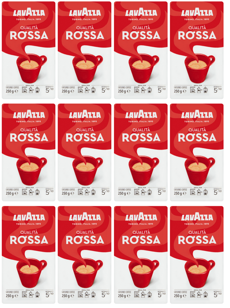 12 x Lavazza Rossa Ground Coffee - 250G