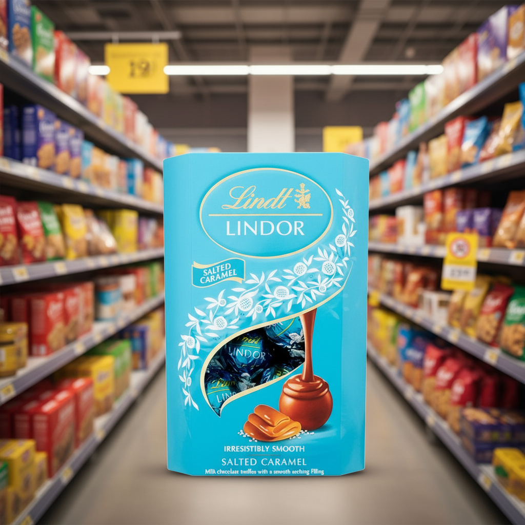 8 x Lindt Lindor Salted Caramel Truffles Box Cornet - 200Gm