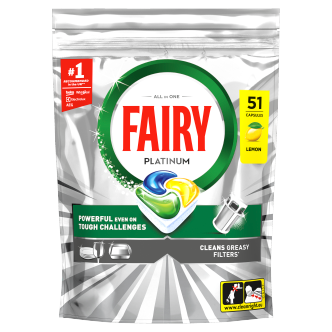 4 X Fairy Platinum Dishwash Tablet Lemon - 51 Pack