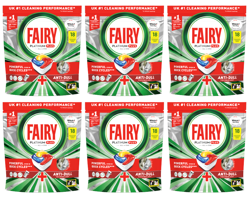 6 x Fairy Platinum Plus Dishwash Tablet Lemon - 18 PACK