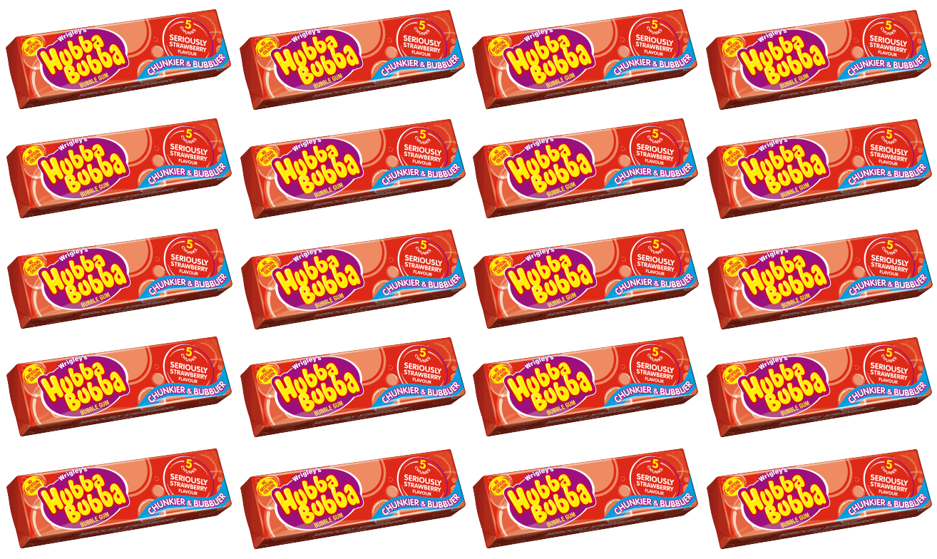 20 x Hubba Bubba Strawberry Big Bubble G 5 Pce