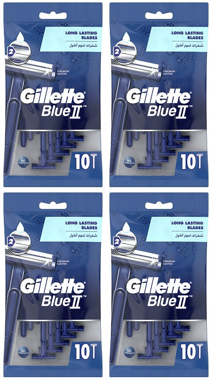 4 x Gillette Blue I I Razors - 10 PACK
