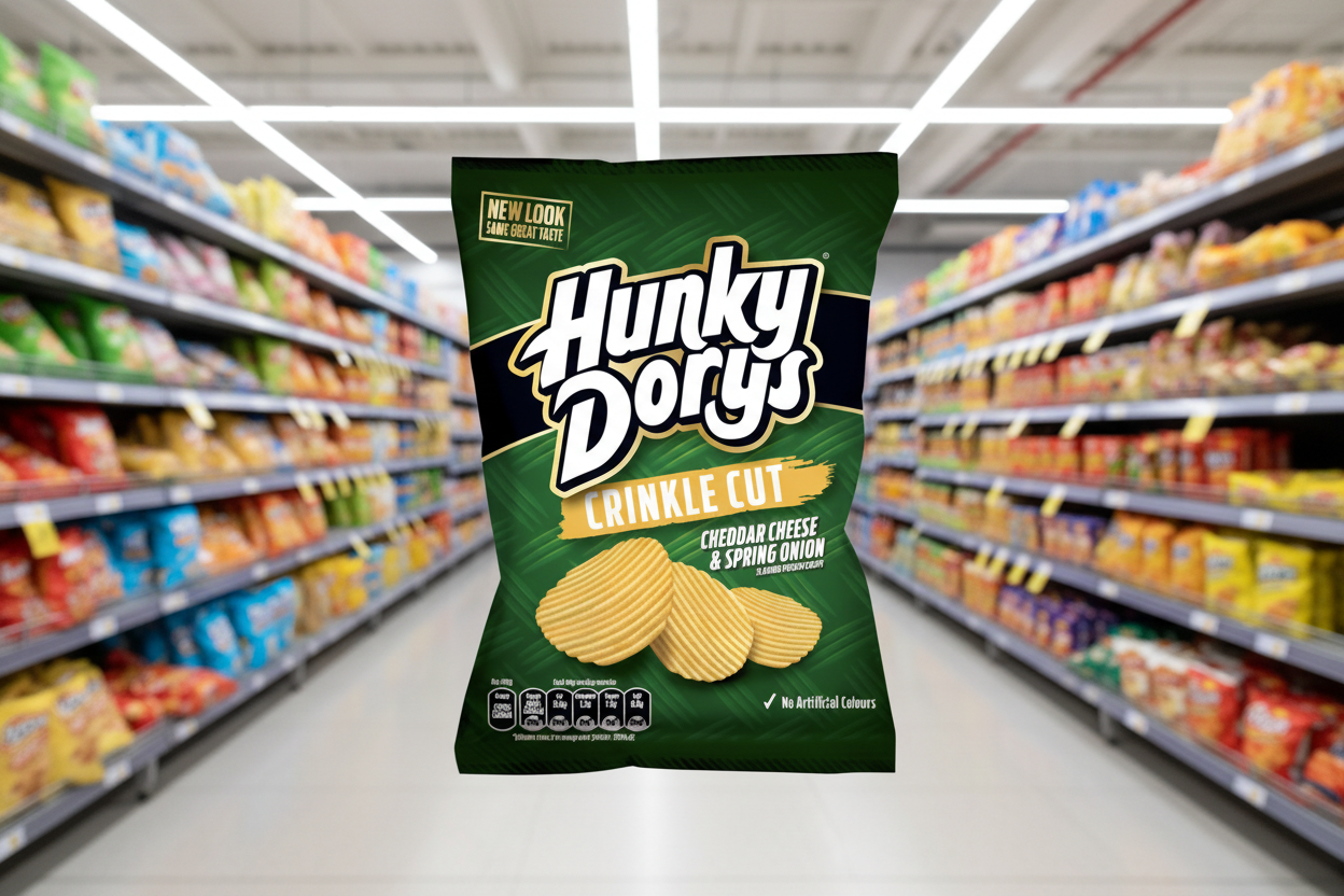 12 x Hunky Dorys Cheddar Cheese & Spring Onion Crisps 135G