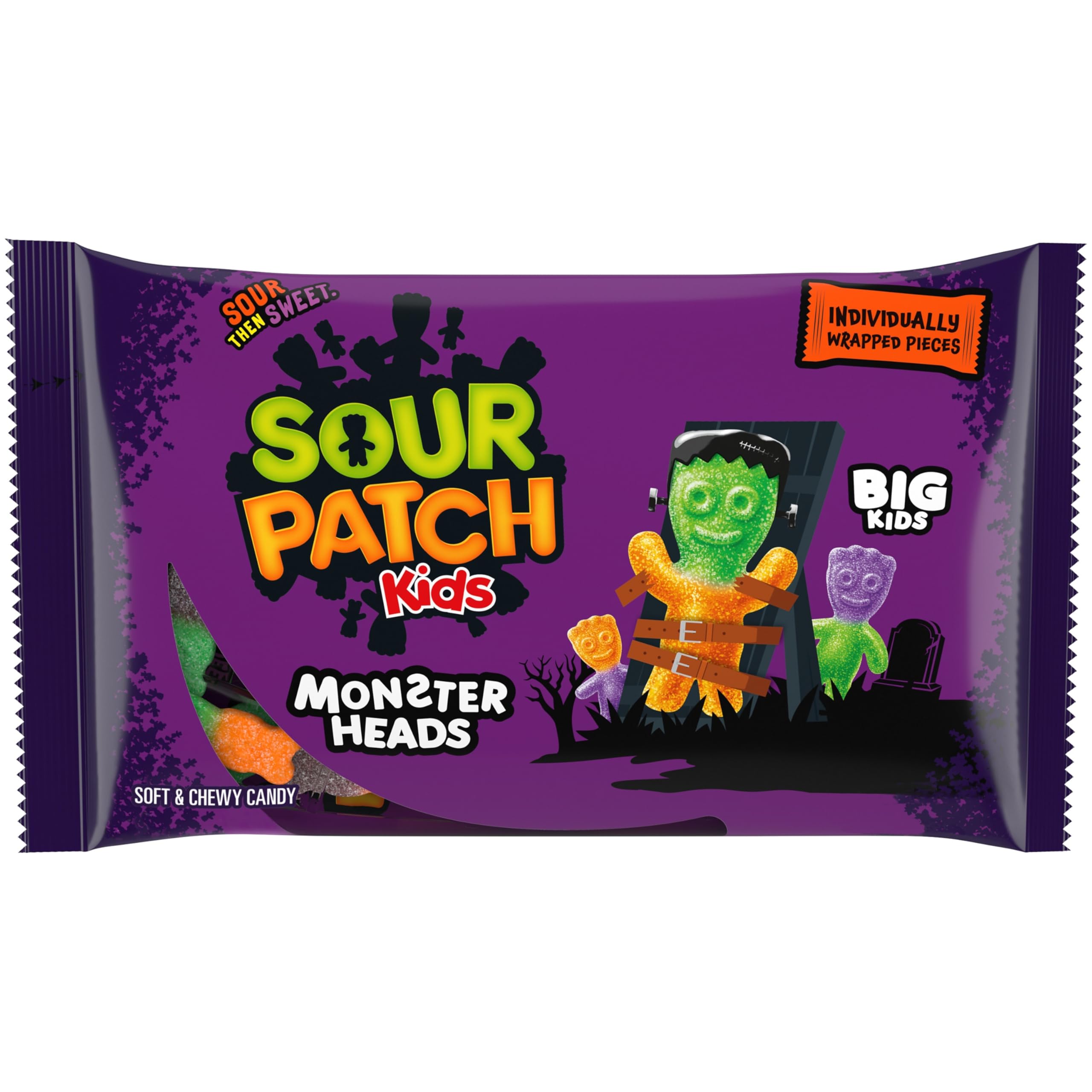 10 X Sour Patch Kids Monster Hds Bag - 105Gm