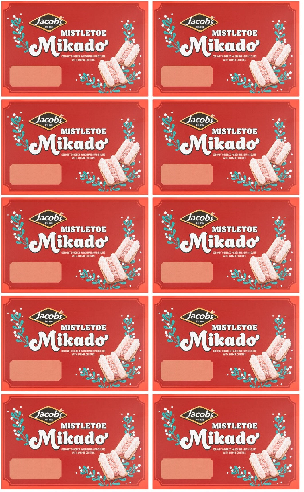 10 x Jacobs Mistletoe Mikado 400G