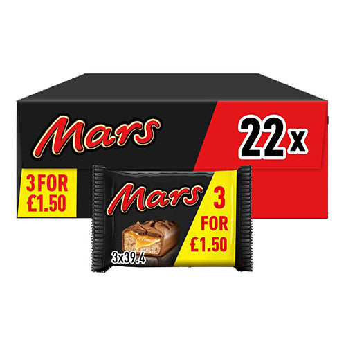 22 X Mars Milk Chocolate Bars 3Pk - 3X39.4Gm