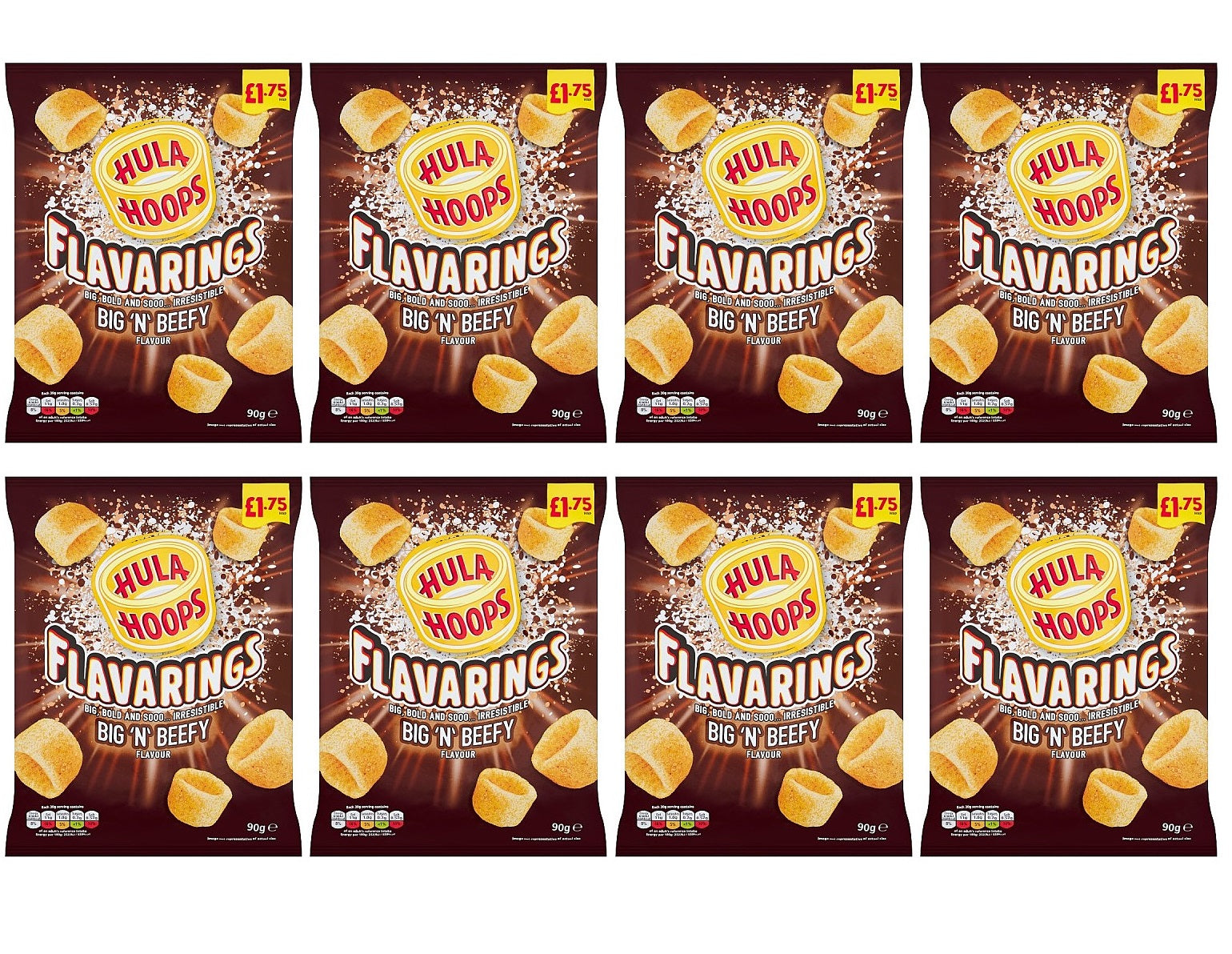 8 X Hula Hoops Flavarings Beef - 90Gm