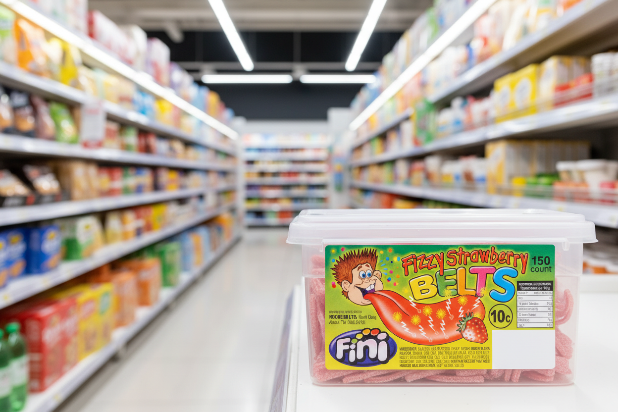 150 x Fini Fizzy Strawberry Belts 150 Count