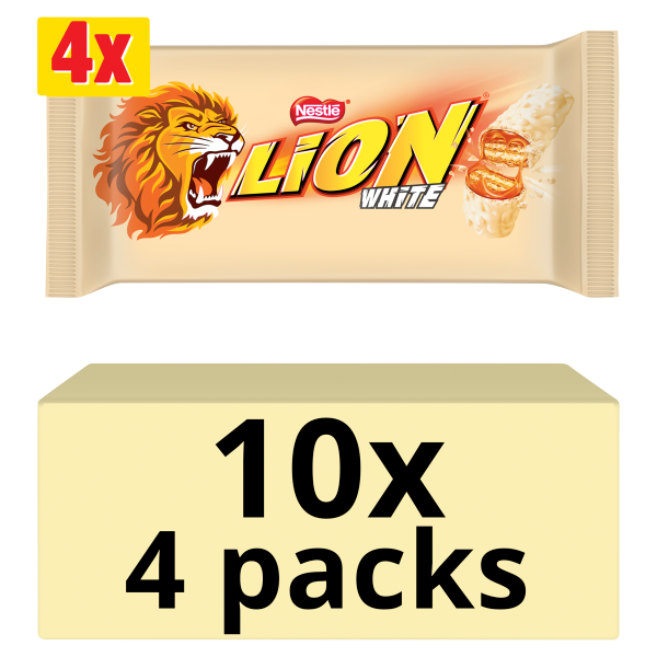 10 X Lion White Bar 4Pk - 120Gm