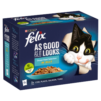 4 x Felix Cat Agail Pouch Ocean Feasts 12 Pack - 12X85GM