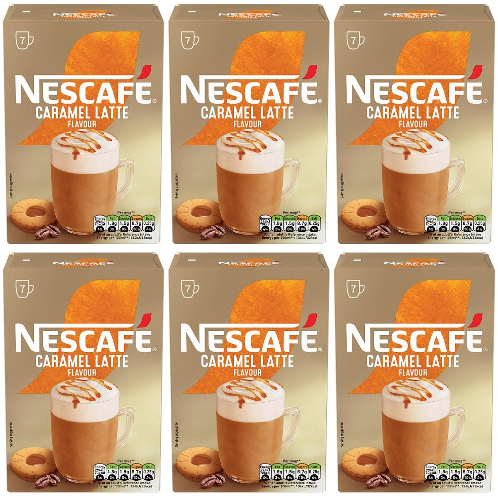 6 X Nescafe Caramel Latte Frothy Coffee Sachets - 119