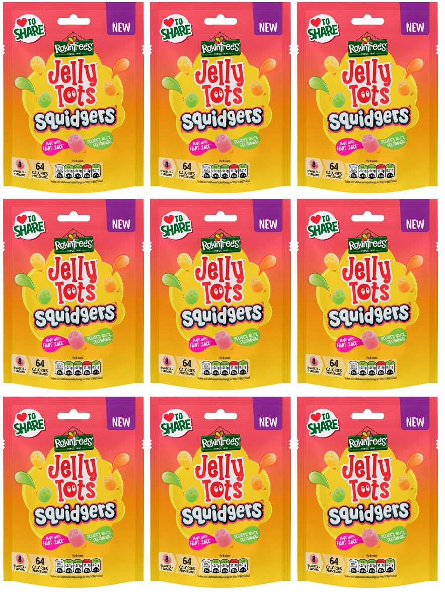 9 x Rowntrees Jelly Tots Squidgers Pouch - 120GM
