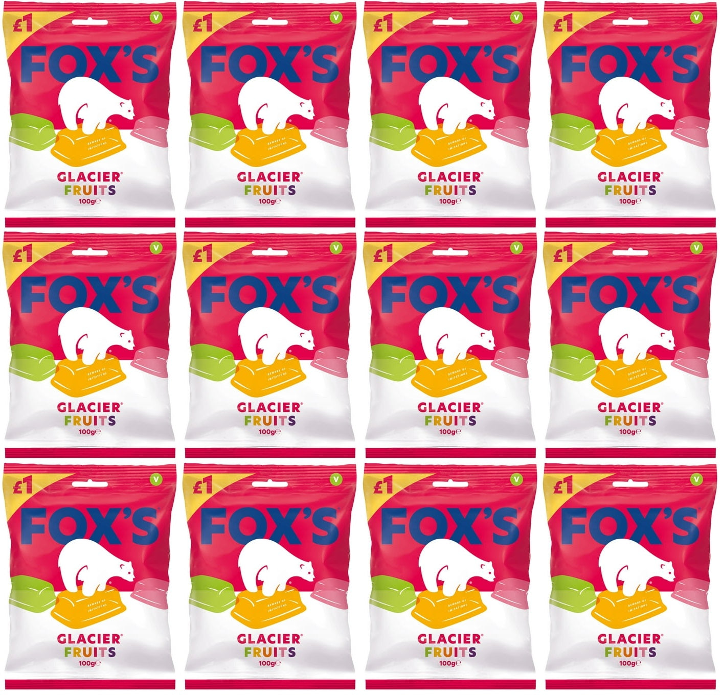 12 x Fox's Glacier Fruits 100G