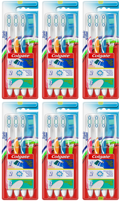 6 x Colgate Toothbrush Triple Action - 4 PACK