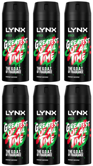 6 x Lynx Body Spray Africa 150Ml