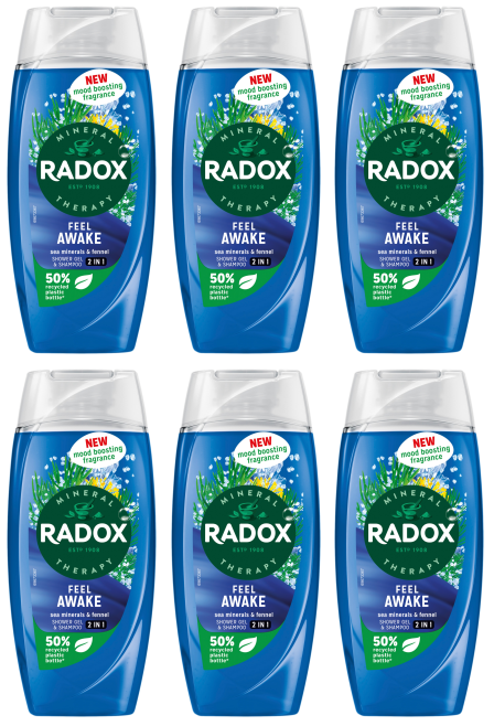 6 x Radox Shower Awake - 225Ml