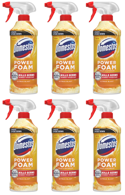 6 x Domestos Power Foam Citrus Blast - 450Ml