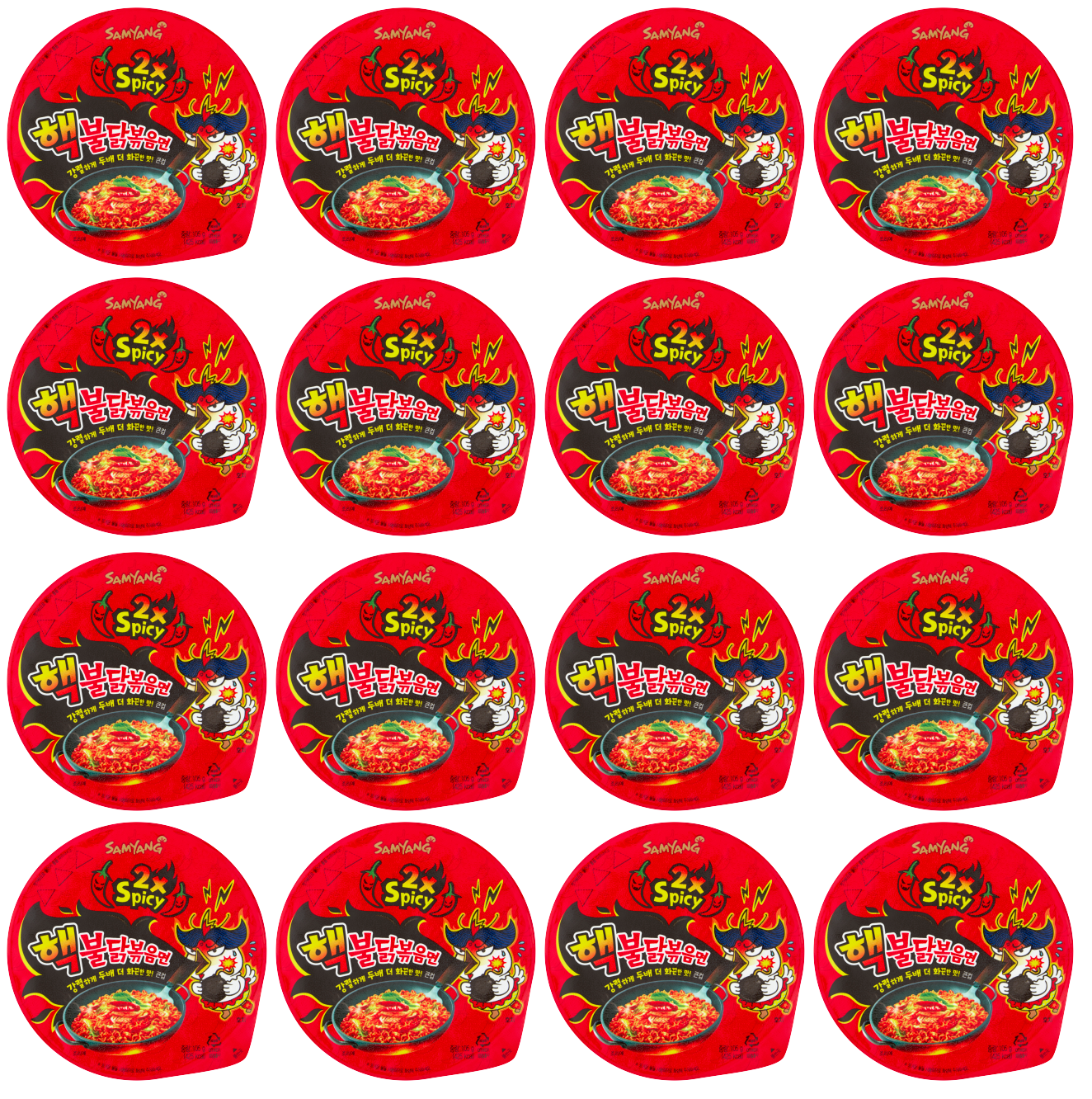 16 x Samyang Instant Big Bowl Noodle Red 2x Spicy Chicken - 105G