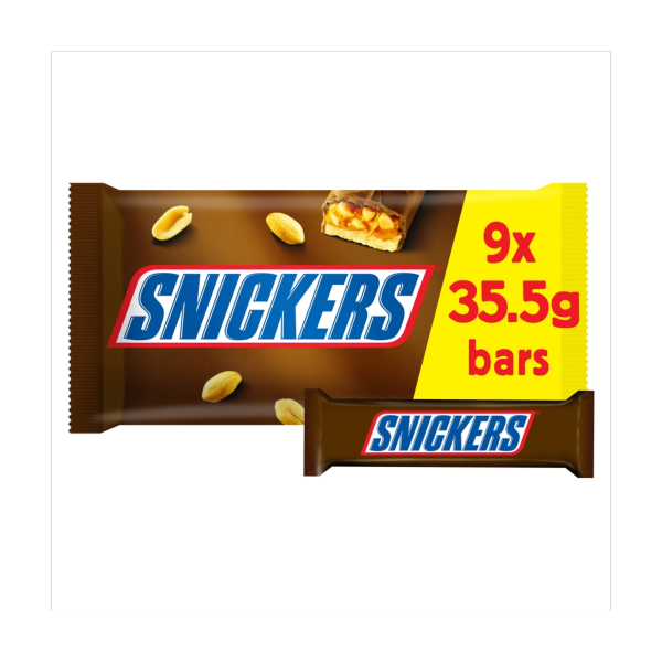 11 x Snickers Chocolate Snack Size Bars Multipack 9 X 35.5G