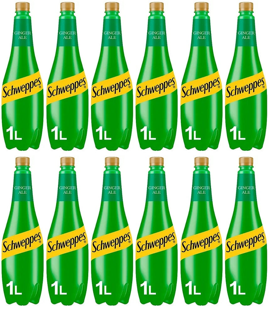 12 x Schweppes Canada Dry Ginger Ale 1L