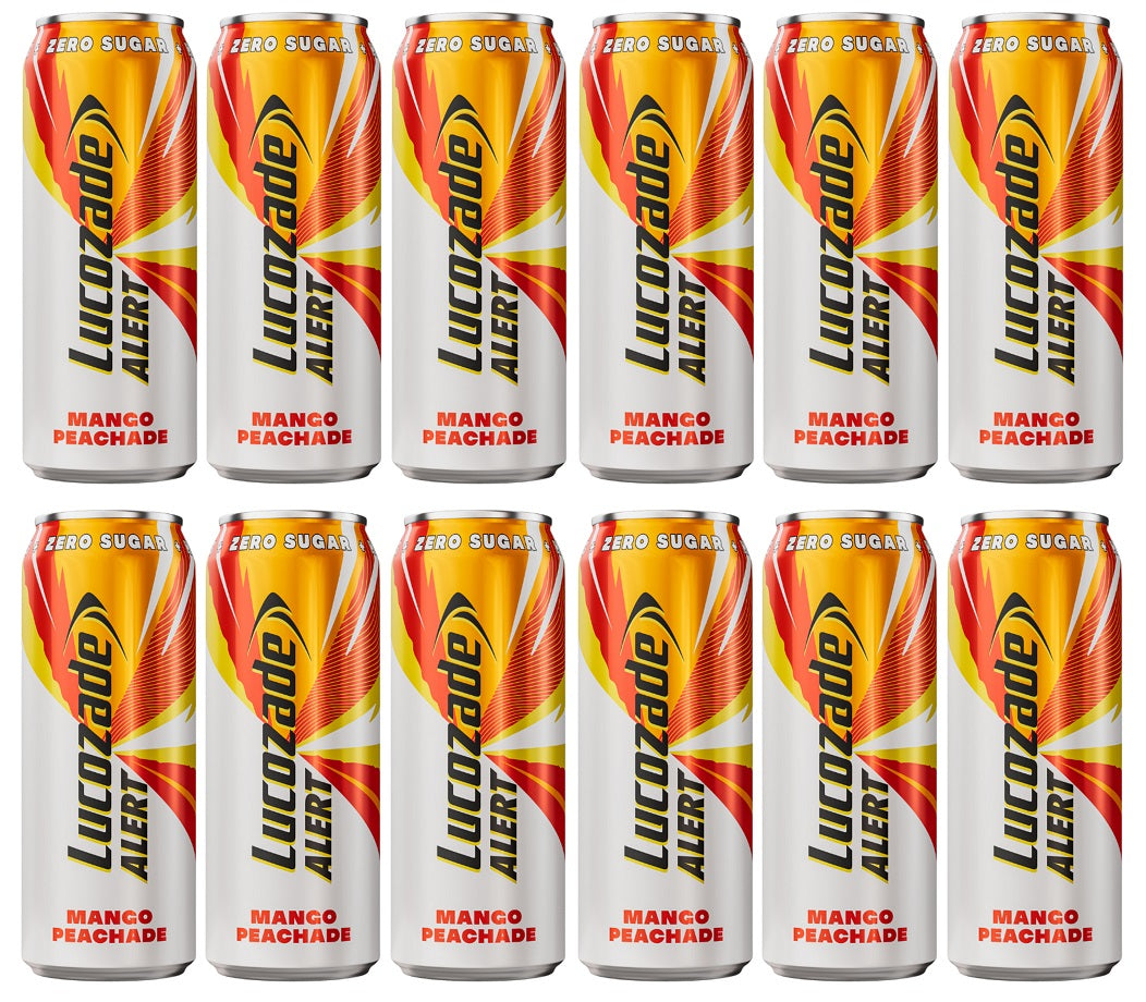 12 X Lucozade Alert Zero Mango Peachade 500ML