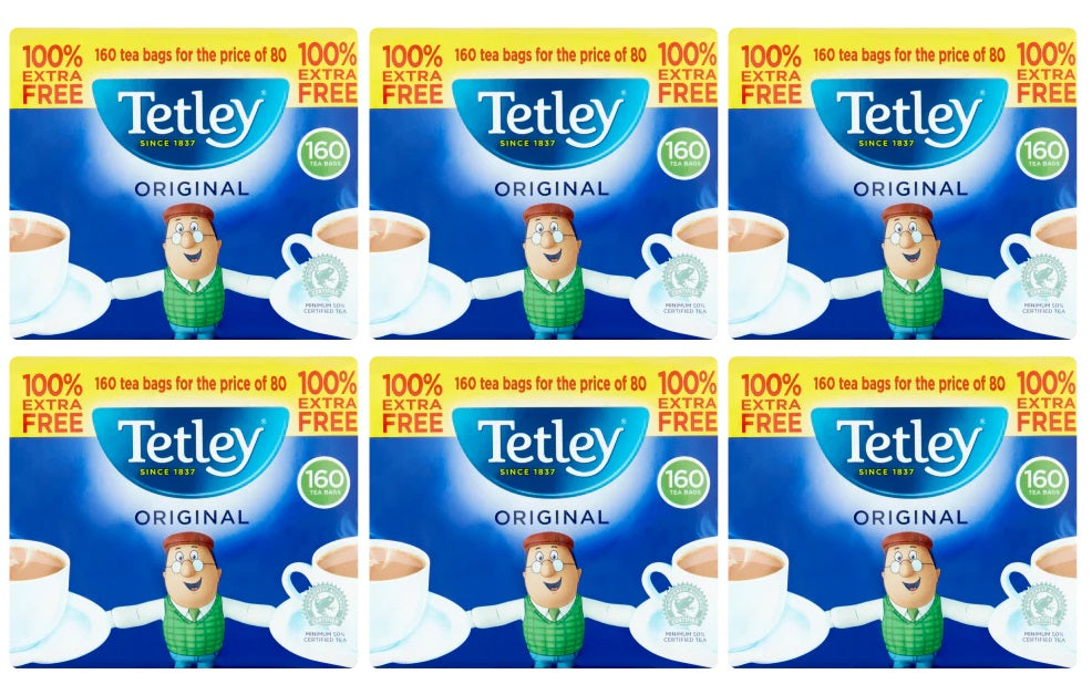 6 x Tetley Teabags 80+80 Free 160's - 160