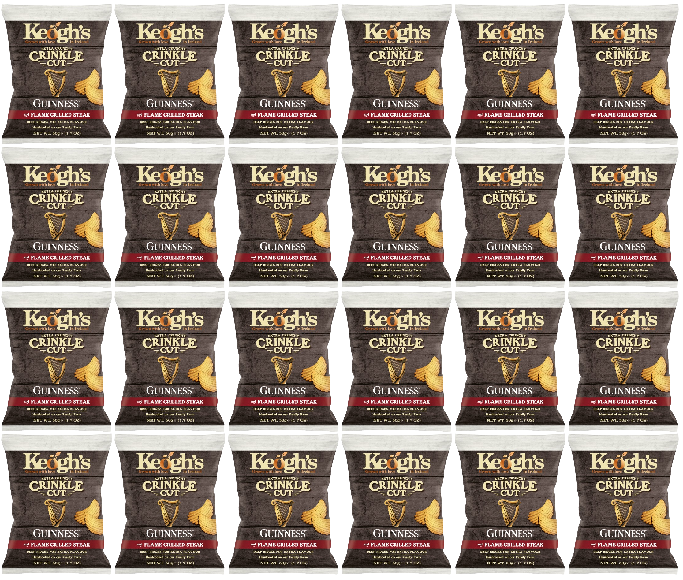24 x Keogh's Crinkle Cut Guinness & Flame Grilled Steak 50G