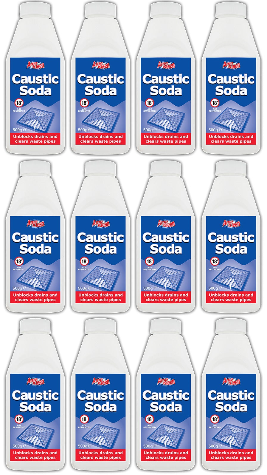12 x Amokleen Caustic Soda 500G