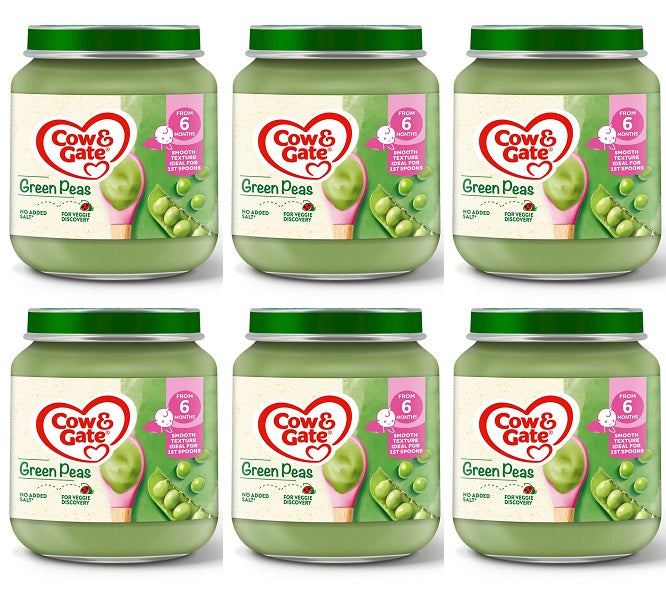 6 x Cow & Gate Jar Green Peas - 125G