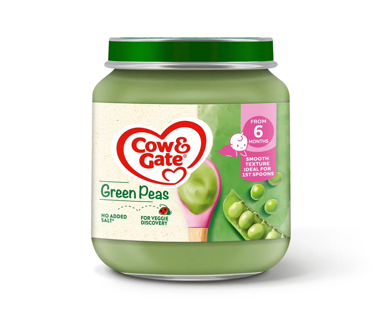 6 x Cow & Gate Jar Green Peas - 125G