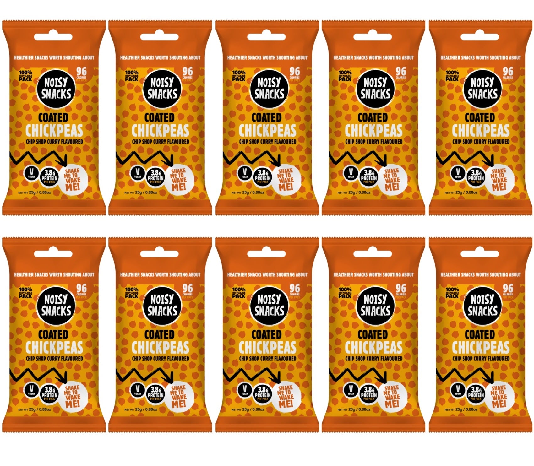 10 x Noisy Snacks Coated Chickpeas Chip Shop Curry - 25g