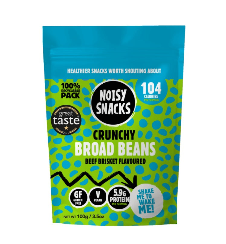 7 x Noisy Snacks Crunchy Broad Beans Beef Brisket - 100g