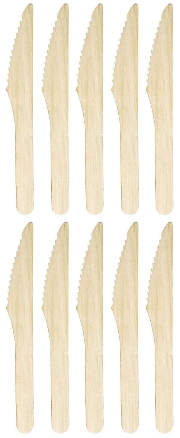 10 x D2E Cutlery Wooden Knife 6.5In 100Pk X 10
